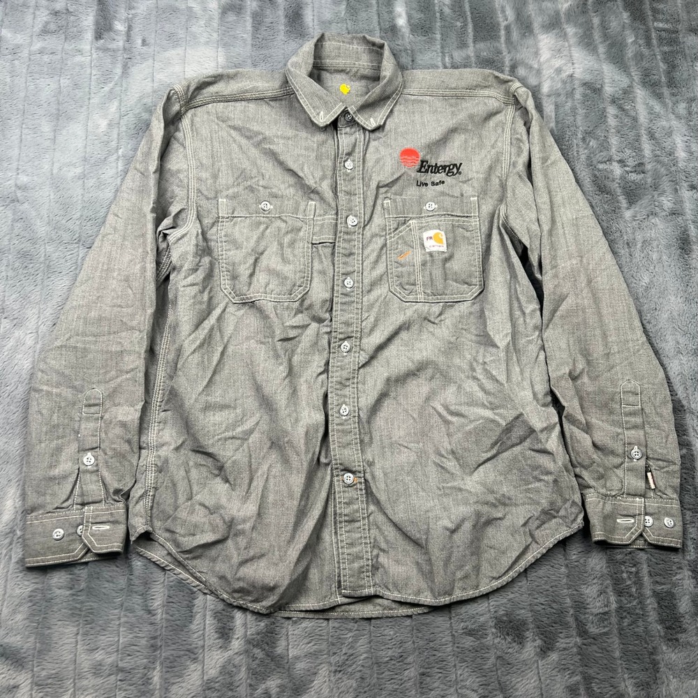 Carhartt FR Mens Gray Flame Resistant Entergy Work Shirt Long Sleeve L 13653